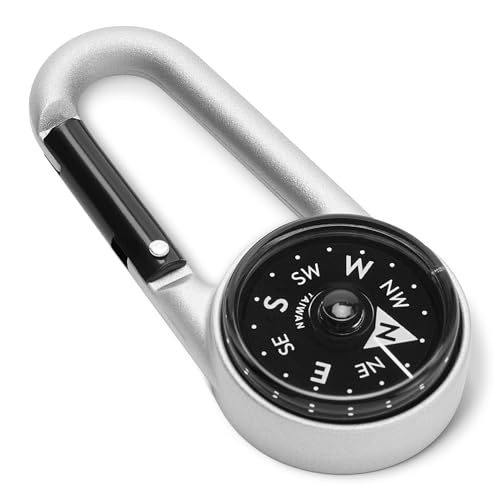 2-in-1 Keychain Compass with Carabiner Clip for Hiking & Camping