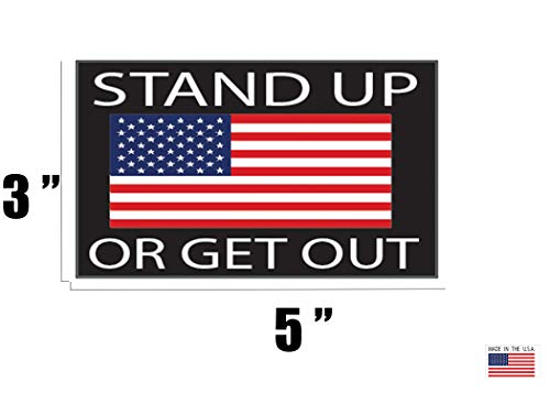 3x5 Inch USA Flag Bumper Sticker - Stand Up Or Get Out