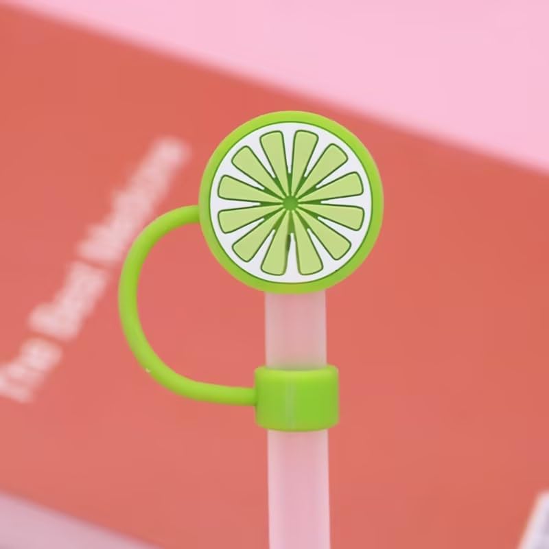 Green Lemon Silicone Straw Cover for 10mm Tumbler Straws - Protective Cap