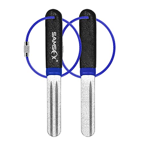 Portable Fishing Hook Sharpener Tool - 2PCS Diamond Files, Blue & Black Handle