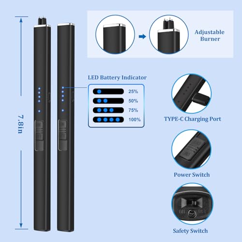 Rechargeable Electric Candle Lighter - Windproof Black