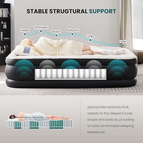 DUMOS Queen Air Mattress with Built-in Pump, 22in Thick, 80 x 60 in - 660 lb Capacity