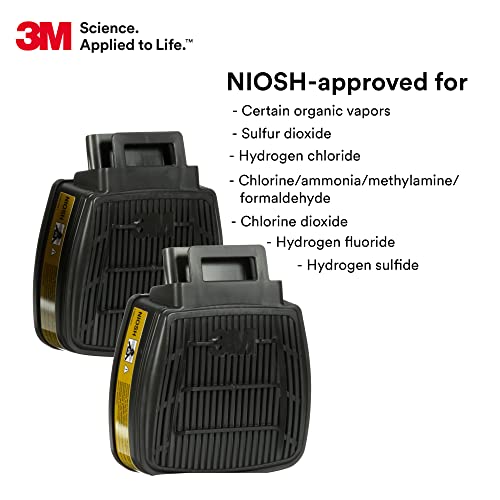 3M Respirator Cartridge, Secure Click D8006 Cartridge for Multi-Gas/Vapors, Ammonia, Methylamine or Formaldehyde, NIOSH Approved, Dual-Flow for Greater Breathability and Comfort, 1 Pair