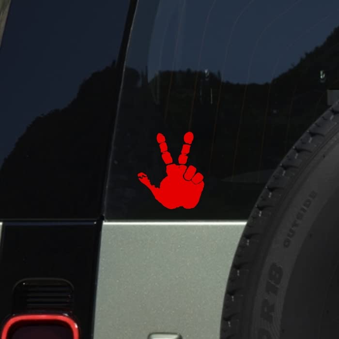 4x4 Wrangler Wave Sign Peace Vinyl Decal Sticker - Red