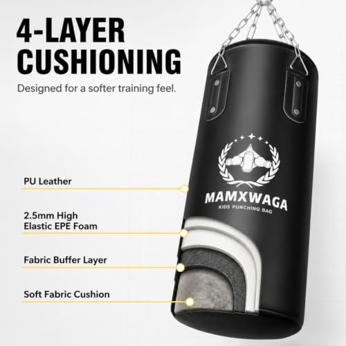 Kids Punching Bag Set with Gloves - Unfilled Heavy Duty Boxing & Kickboxing Equipment for Children 3-12 Years