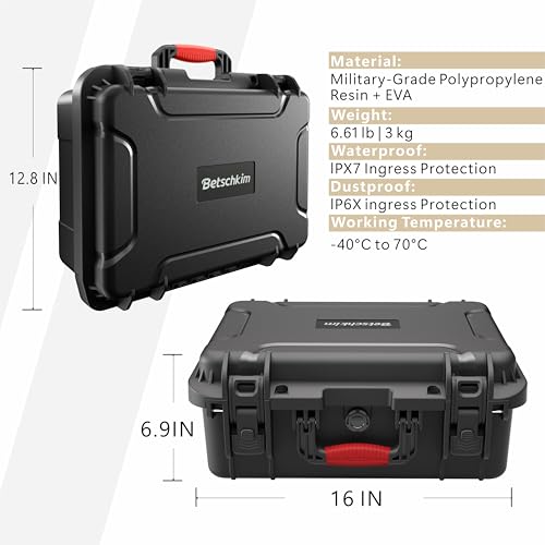 Betschkim TSA Waterproof Hard Shell Pistol Case Holds 5 Handguns & 17 Magazines