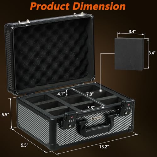 Black 3 Slots Graded Card Storage Box with TSA Lock for PSA BGS CSG - Wisvov