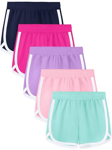 Girls Athletic Shorts Toddler Sports Shorts Quick Dry Active Gym Wear 5 Pack