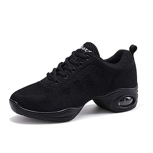 CERYTHRINA Women's & Men's Jazz Sneakers with Air Cushion, Black, 8 Women / 7 Men