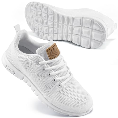 FUDYNMALC Womens Tennis Shoes - Lightweight Comfortable White 8.5