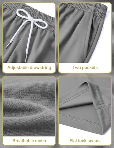 Boys Athletic Mesh Shorts - Quick Dry for Ages 14-16 Years - Light Gray