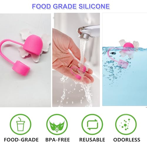 12PCS Pink & Black Silicone Straw Covers for Stanley Cups - Black Girls