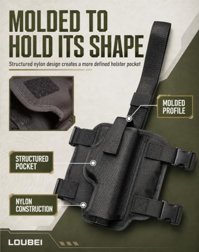 LOUBEI Drop Leg Holster for Pistols, Adjustable Thigh Carry Nylon Pistol Holster