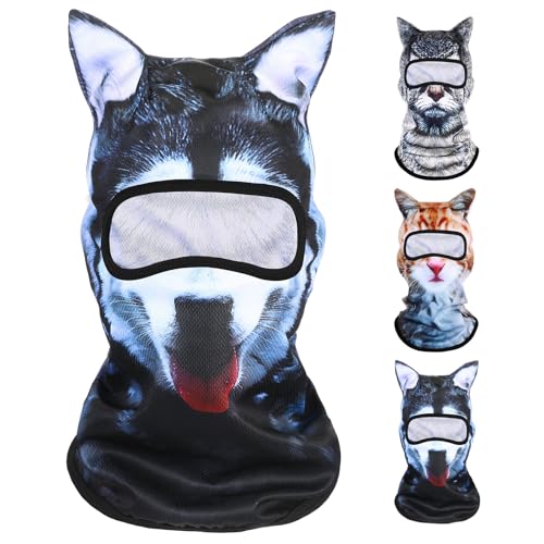 3D Cat Ski Mask Balaclava - Breathable Outdoor Face Cover - Black Dog