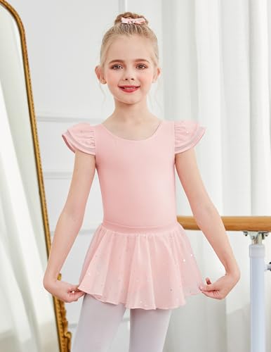 Ballet Leotard with Removable Skirt for Girls - Ballet Pink, 6-7 Years