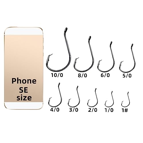 2X Strong Carbon Steel Circle Fishing Hooks - 50 Pack Size 1#