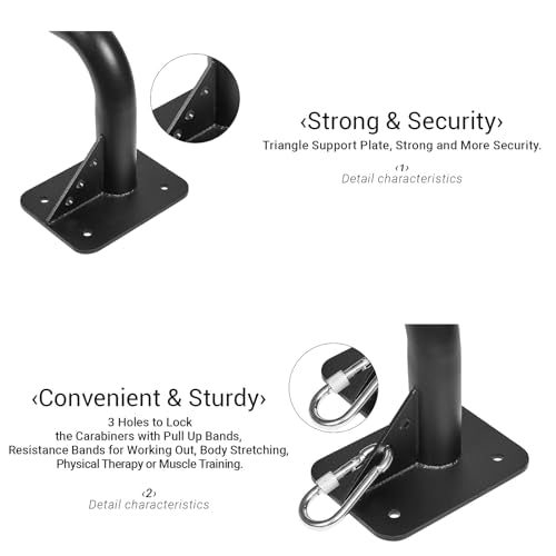 Purife Wall Mounted Doorway Pull Up Bar - Heavy Duty, 500 lbs, Black