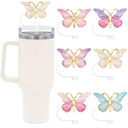 6-Piece Cute Crystal Straw Topper Set for 10mm Straws - Colorful-001