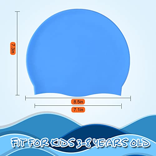 Kids Swim Cap - Waterproof Silicone Bathing Cap for Long & Short Hair - White
