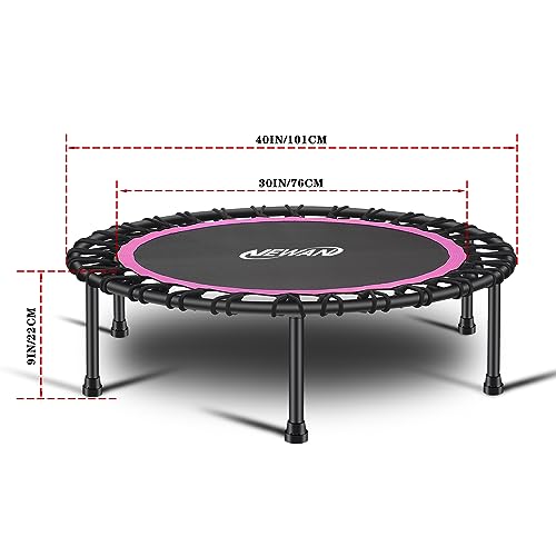 Silent Mini Trampoline 40" Round Pink - Fitness Bungee Rebounder