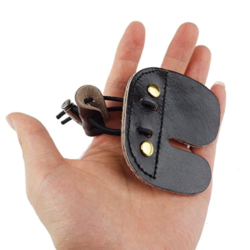 Leather Archery Finger Tabs - 2 Pack, Adjustable Right Hand Protector