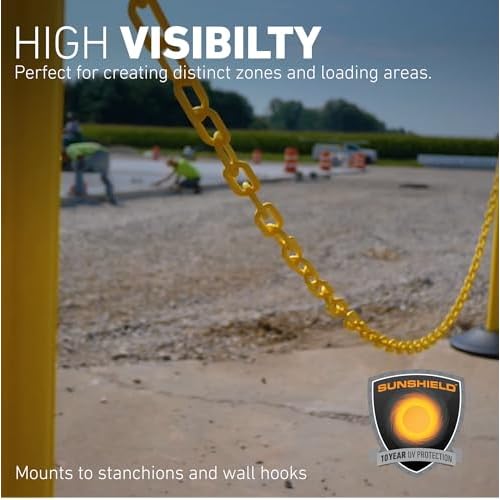 US Weight (Made in USA) 2" x 100' Black Plastic Safety Chain ft. SunShield UV Resistant Technology