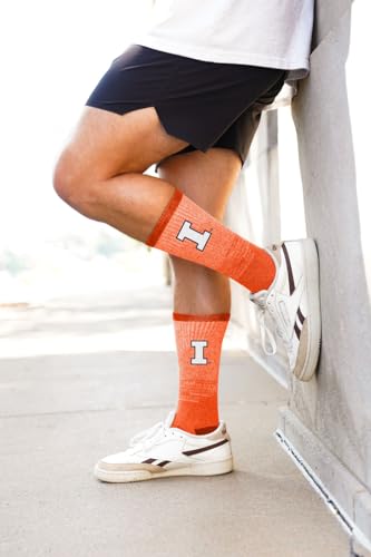 For Bare Feet NCAA Illinois Fighting Illini Crew Socks - Large