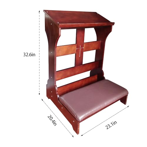 Wood Prayer Bench with Cushion - Padded Kneeler for Home & Church