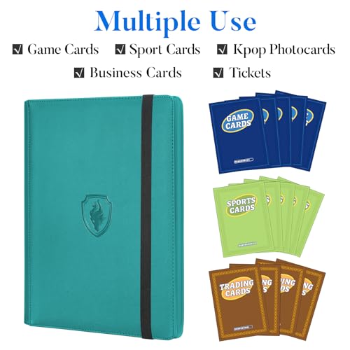 Turquoise 9-Pocket Card Binder for 540 Trading Cards - Fabmaker PU