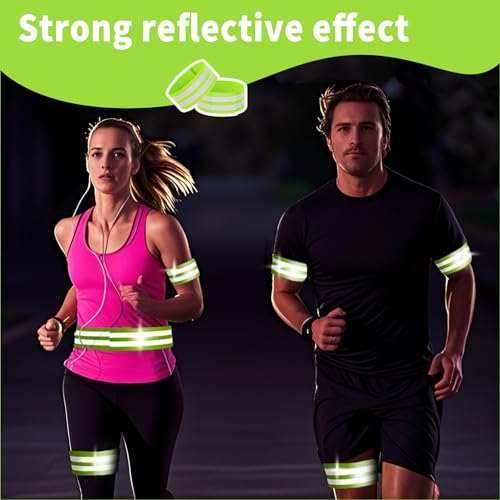 4-Pack High Visibility Reflective Safety Bands for Cycling and Running