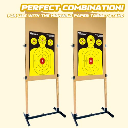 Highwild 50 Pack Shooting Range Silhouette Paper Targets - Black & Yellow, 14x22 Inches for Handguns & Rifles