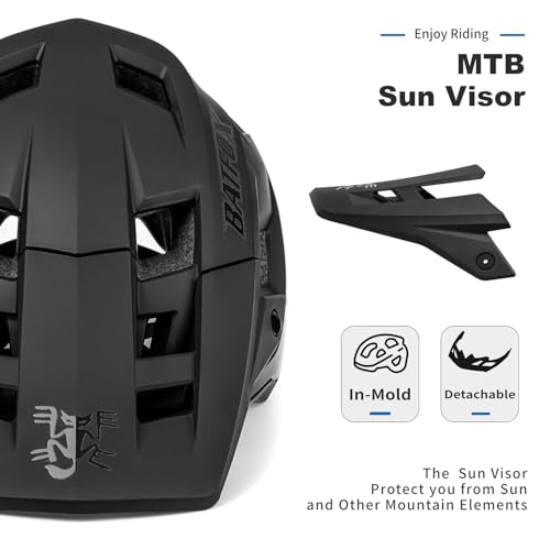 Mountain Bike Helmet for Men & Women - Adjustable M (54-57CM) with Visor