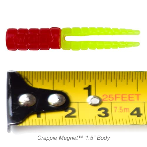 Crappie Fishing Split-Tail Grub Body - Red Chartreuse - 50 Pack
