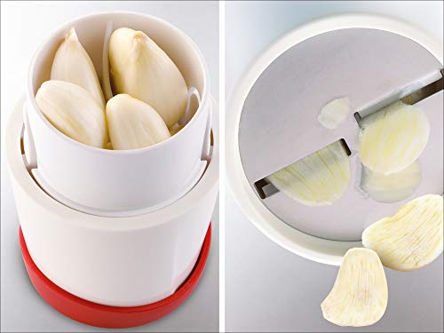 Leifheit Garlic Slicer with Storage | Stainless Steel Blades, Twist-Cut, 5.31" x 2.75"