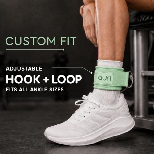 Auri Fit Sage Green Padded Ankle Cable Straps for Glute & Leg Workouts
