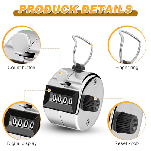 2-Pack Hand Tally Counter Clicker with Large Display and Reset Lever