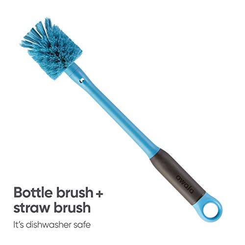 2-in-1 Water Bottle Brush Cleaner with Straw Brush - Smokey Blue