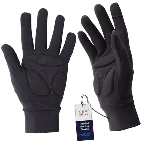 Padded Ice Skating Gloves for Girls - Black, Youth Medium/Large
