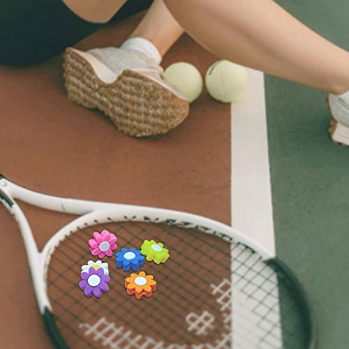 Tennis Racket Vibration Dampeners - 6 Pcs Colorful Flower Pattern