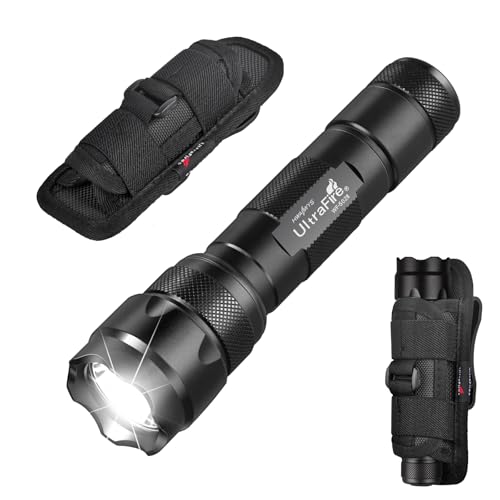 ULTRAFIRE WF-502B Single Mode Flashlight with Holster,1000 Lumen Tactical Flashlight with Duty Belt Holster,Bright Law Enforcement - Police Flashlight(Battery not Included)