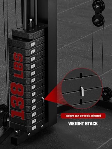 Multifunction Home Gym Station - Smith Machine with 138LB Weight Stack, Leg Press, LAT Station - SH-925G Set