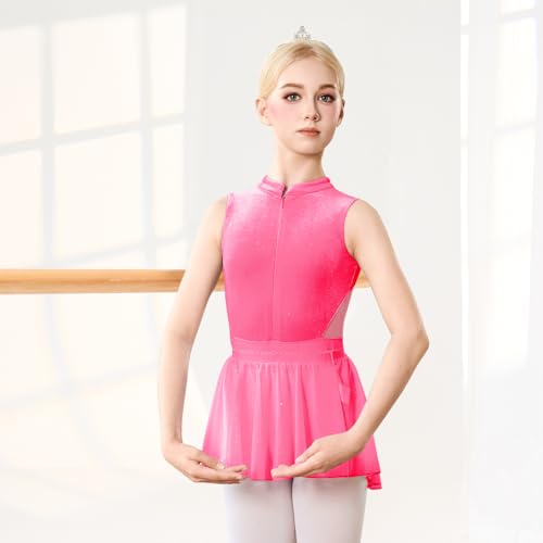 Girls Velvet Ballet Leotard Set with Removable Skirt - Ages 5-12