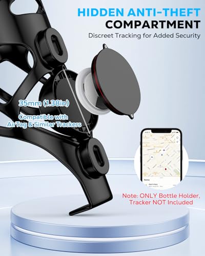 Bike Water Bottle Holder with Tracker Slot - Black, 2.56"–2.76"