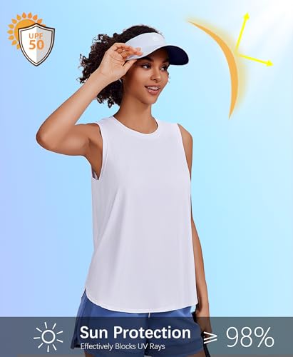 Women's Ice Silk UPF 50+ Workout Tank Top - Medium, White