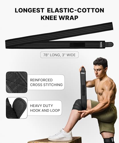Knee Sleeves for Weightlifting - 7mm Compression Wraps, One Size, Black Stripes