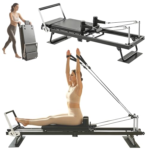 Foldable Pilates Reformer Machine - 91 Inch for Home Gym