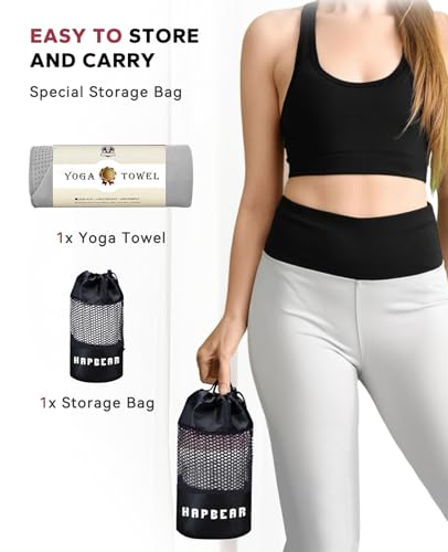 Non-Slip Yoga Mat Towel with Grip Dots - 72" x 24" - Grey