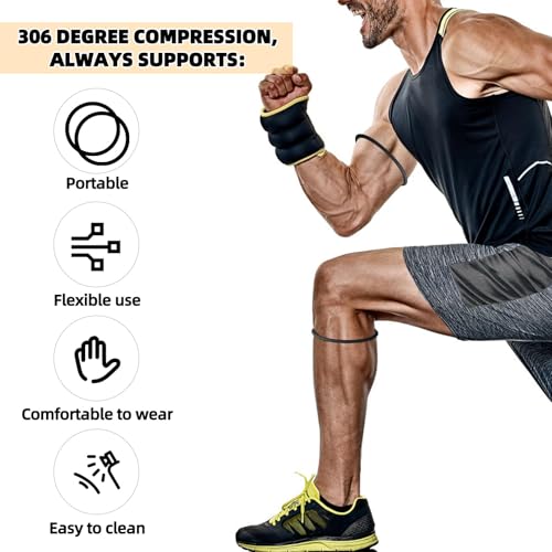 Patellar Tendon Support Strap - 4pcs Silicone Knee Bands, Black - Medium