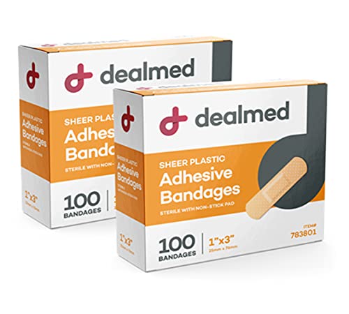 Sheer Plastic Adhesive Bandages - Latex Free, 200 Count (2 Pack)