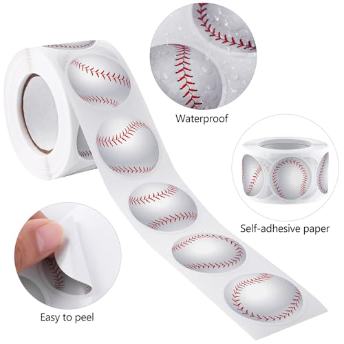 500 Baseball Stickers - Self-Adhesive Sports Ball Labels